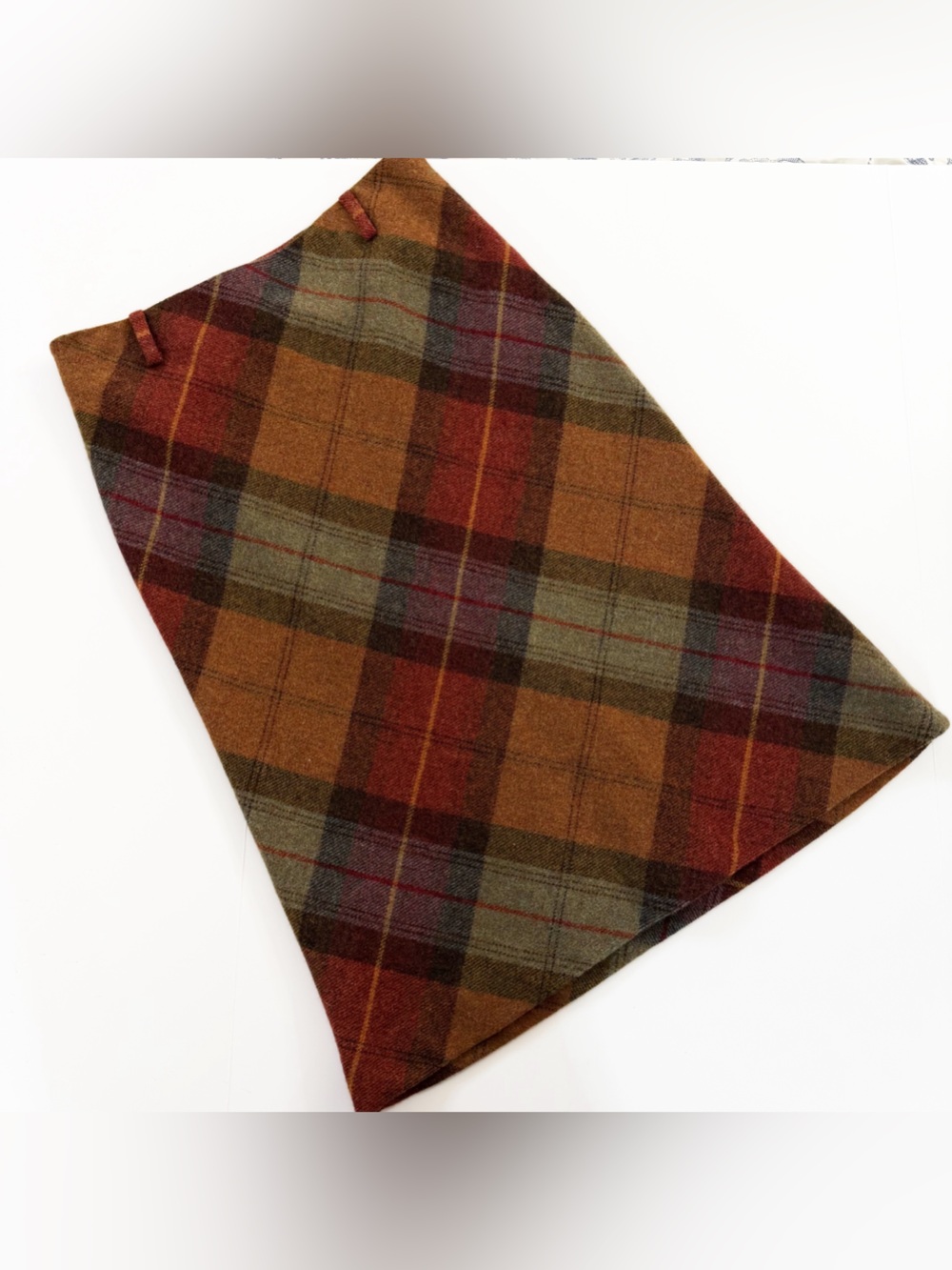 Vintage Ralph Lauren Skirt Womens 8 100% Wool Plaid Equestrian